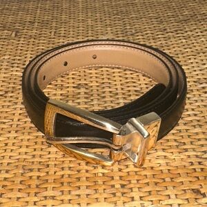Vintage Lauren Ralph Lauren Women’s Reversible Leather Thin Belt Black Brown Y2K